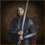Hand-forged Andúril Sword of Narsil replica with sharp steel blade and leather scabbard – Lord of the Rings Aragorn collectible”
