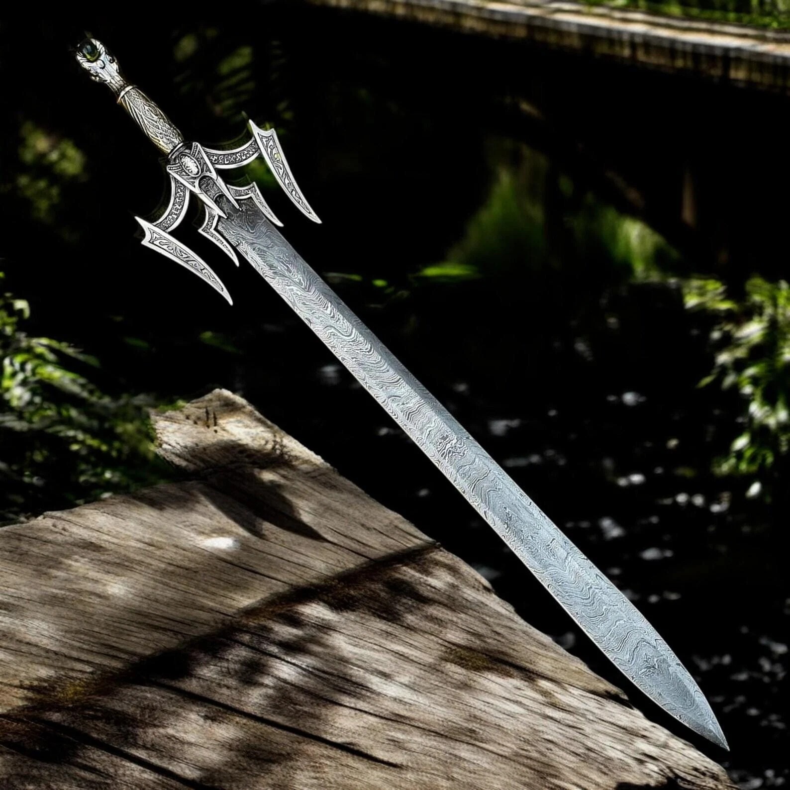 Luciender Sword of Light Replica High-detail replica sword with battle-ready steel blade and mystical design elements captured in nature