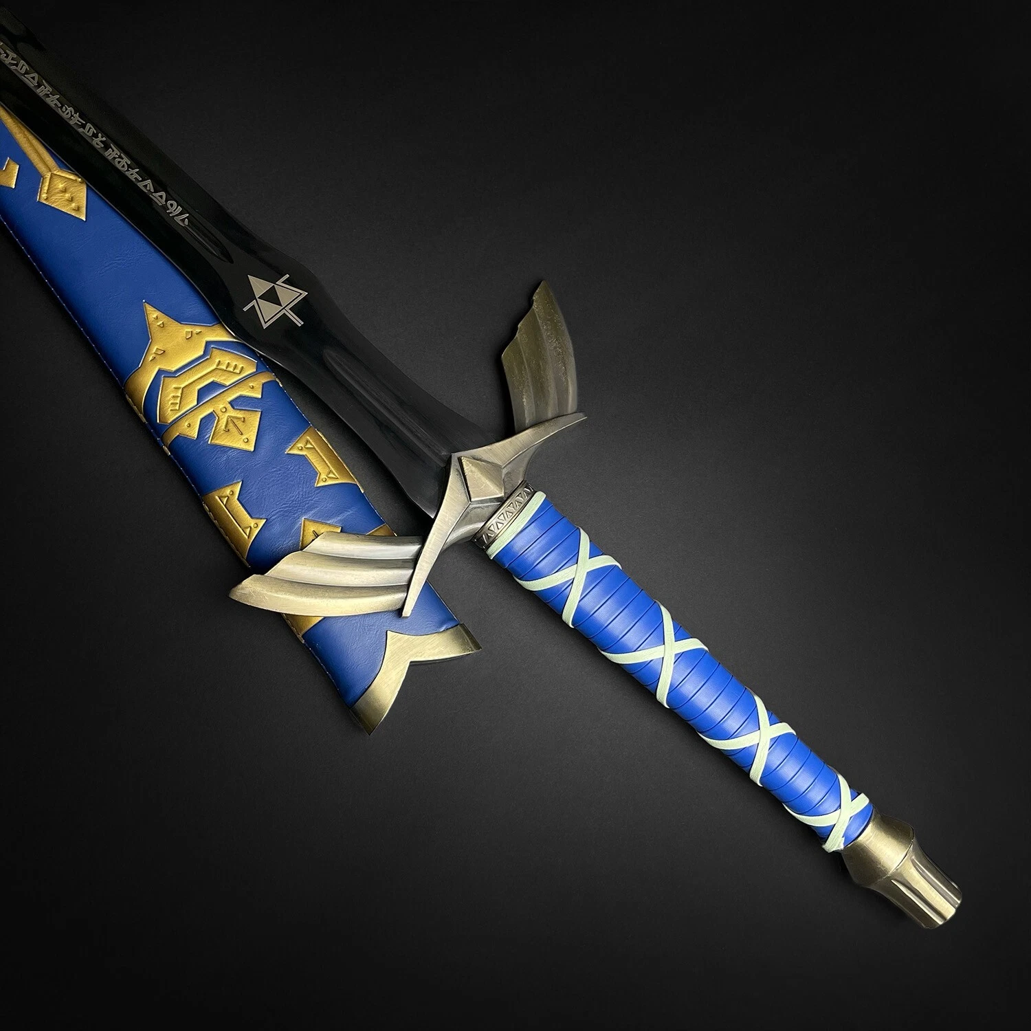 Zelda cosplay sword with laser-etched runes and golden scabbard design Zelda cosplay sword with laser-etched runes and golden scabbard design