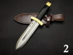 Full-length image of the Thorfinn Dual Daggers Replica by Ashblades, a matching pair of anime-accurate blades inspired by Vinland Saga. Each dagger features a hand-forged D2 steel blade, leather-wrapped grip, and bull horn accents. Ideal for cosplay, anime weapon collections, and Viking-themed fantasy setups.