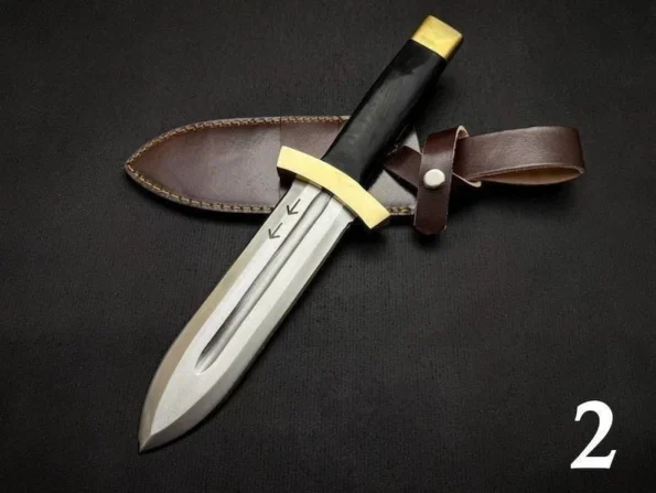 Thorfinn Daggers two Replica by Ashblades displayed as part of a cosplay layout, highlighting the matching blades’ authentic anime styling, forged steel finish, and handcrafted details. Perfect for conventions, Halloween costumes, fantasy decor, or gifting to Vinland Saga enthusiasts.